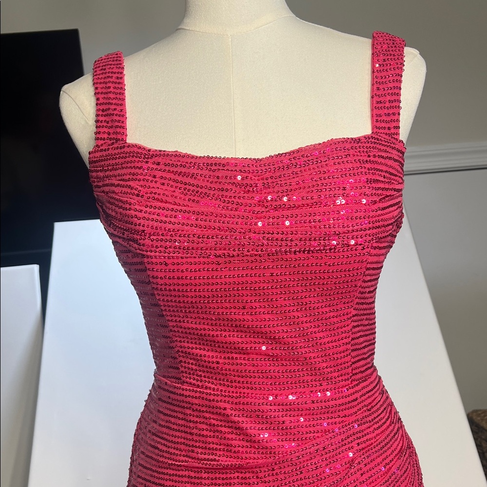 Dazzling Pink Sequin Mini Dress - Picture 2 of 5